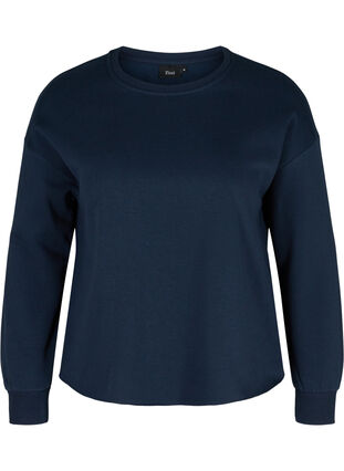 Croppad sweatshirt med rund halsringning, Navy Blazer, Packshot image number 0