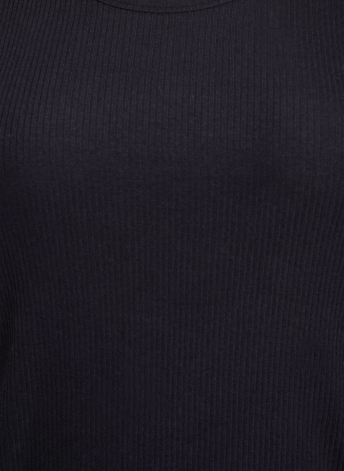 Knälång t-shirtklänning i ribbad jersey, Svart, Packshot image number 2