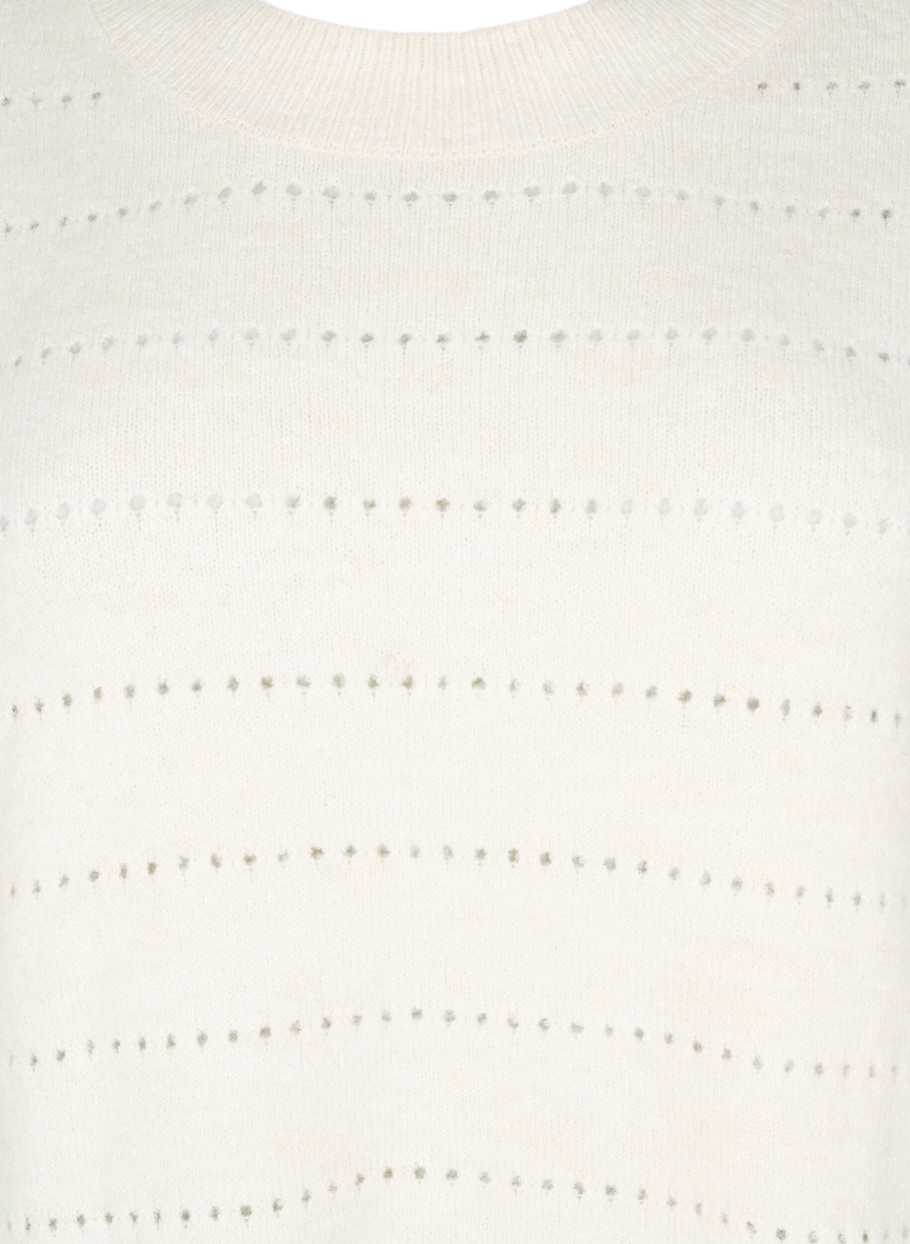 Zizzi Stickad blus med rund hals och h&aring;lm&ouml;nster, Birch Mel., Packshot image number 2