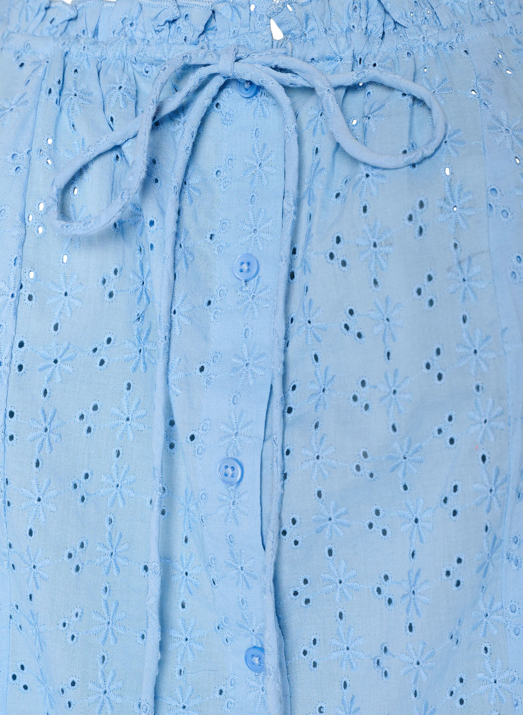 Zizzi&Auml;rml&ouml;s blus med broderie anglaise och volanger, Bl&aring;, Packshot image number 2