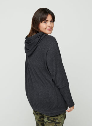 Sweatshirt med justerbar nederdel, Black Mel., Model image number 1