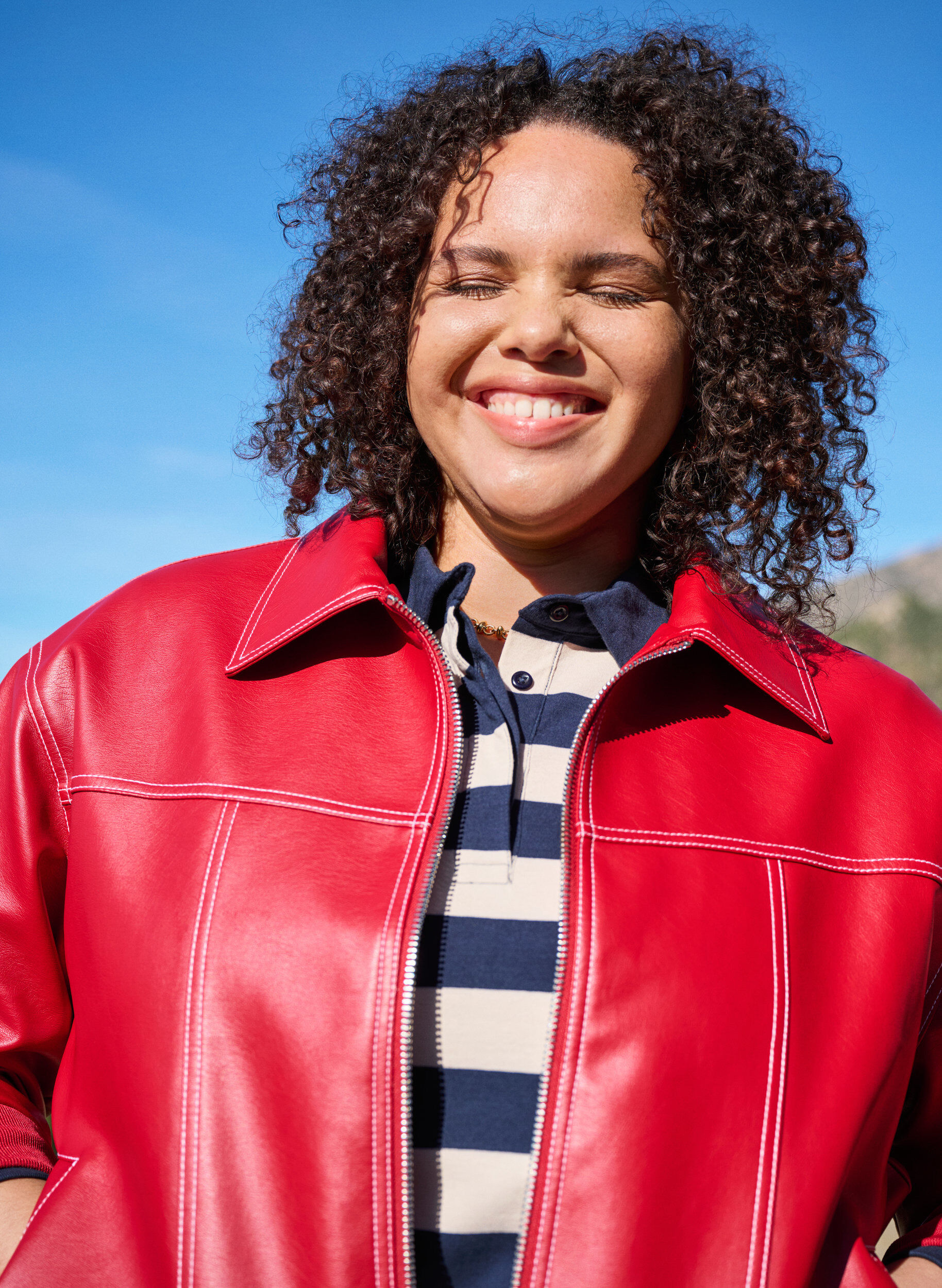 Zizzi Bomberjacka i l&auml;derimitation, Rhythmic Red, Image image number 0