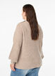 Ribbstickad tr&ouml;ja med puff&auml;rmar och knappar, Beige, Model image number 2
