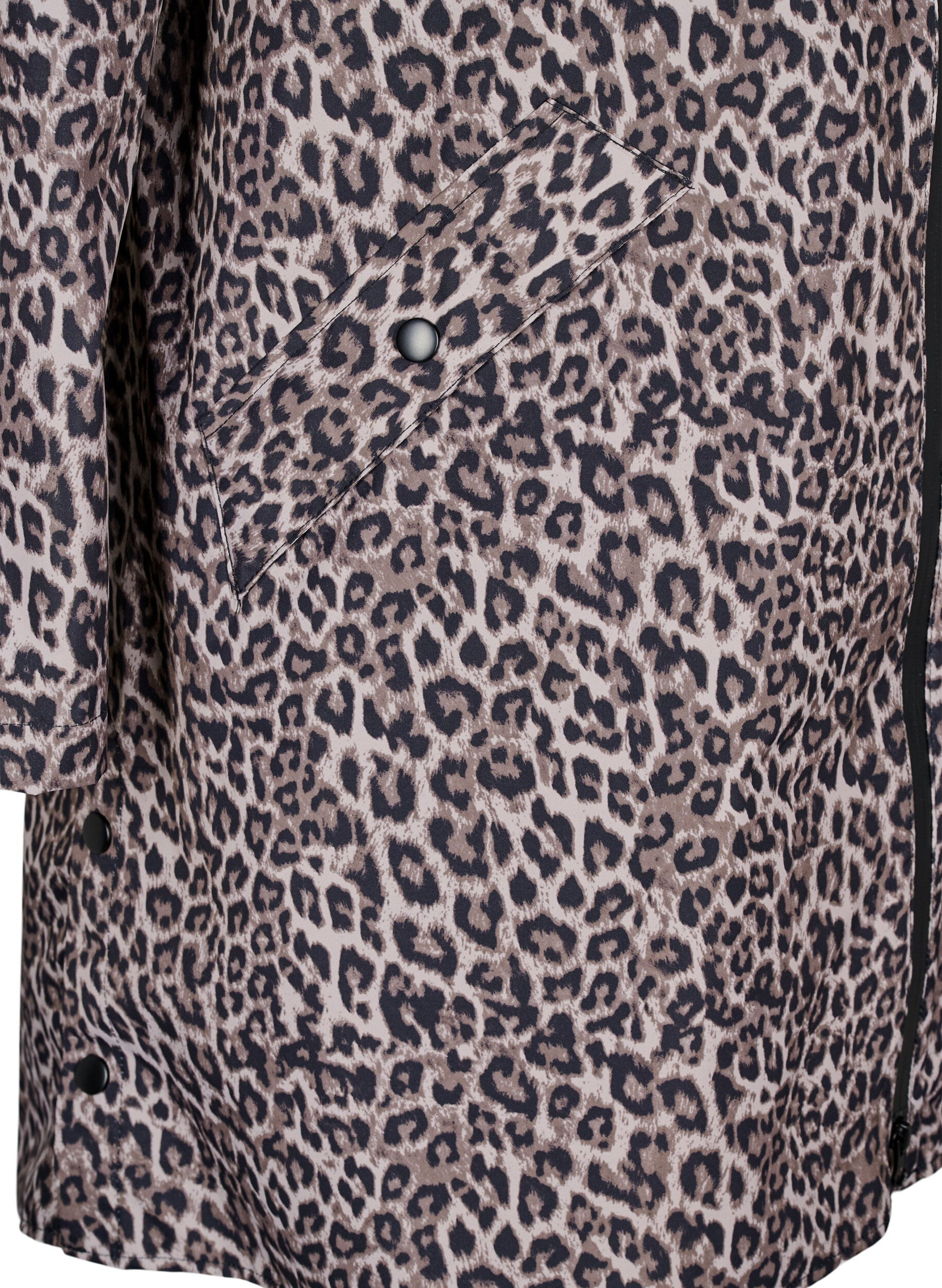 Zizzi Regnkappa med fickor och huva, Brun, Packshot image number 3