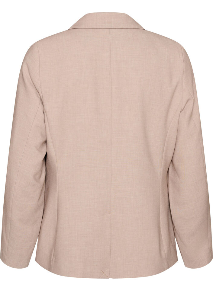 Klassisk blazer med enkelkn&auml;ppning och fickor, Beige, Packshot image number 1