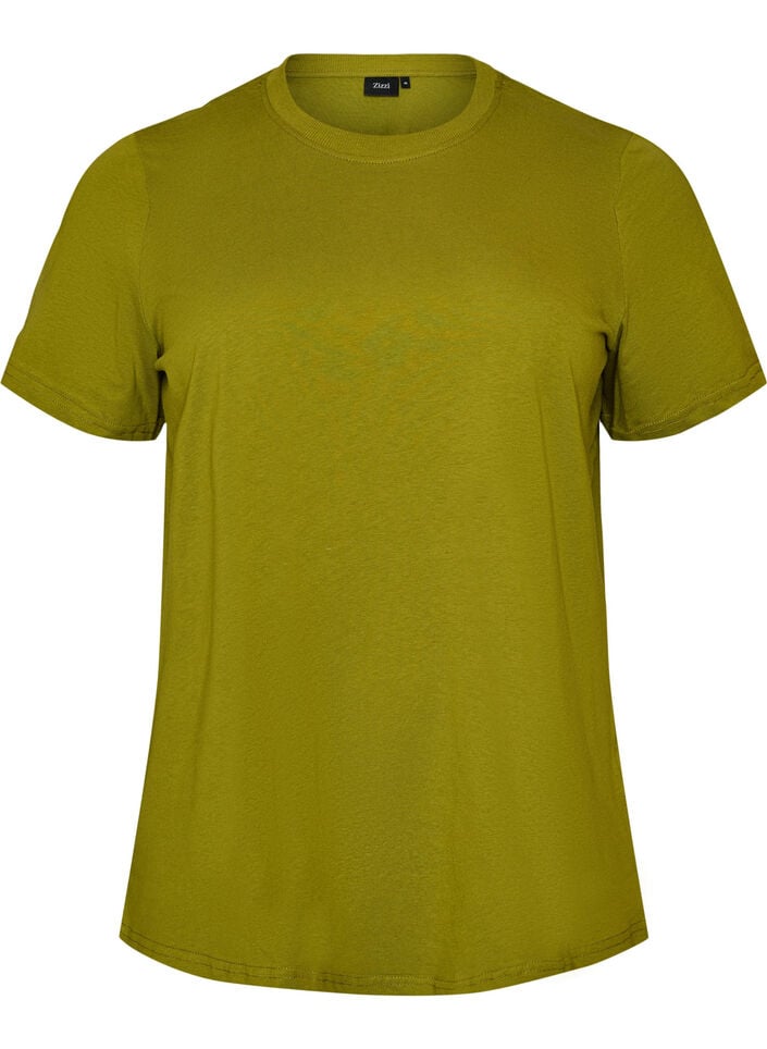 Enkel t-shirt i bomull med rund halsringning, Gr&ouml;n, Packshot image number 0