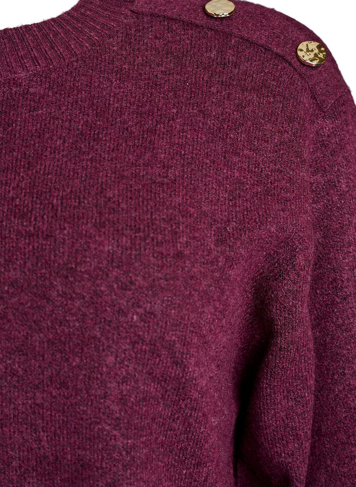 Stickad blus med knappdetalj, M&ouml;rk Bordeaux, Packshot image number 2