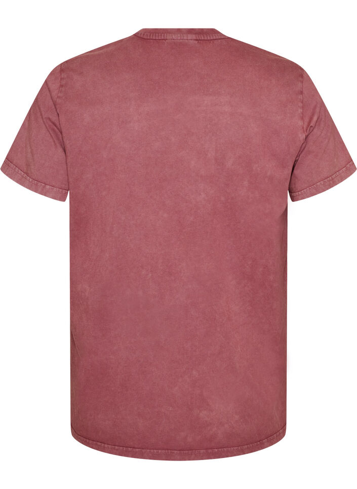 T-shirt i bomull med tryck framtill och en tv&auml;ttad look, R&ouml;d, Packshot image number 1