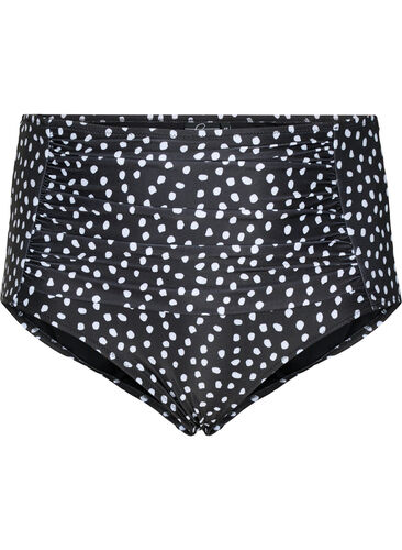 Bikinitrosa med extra hög midja i tryck , Black White Dot, Packshot image number 0