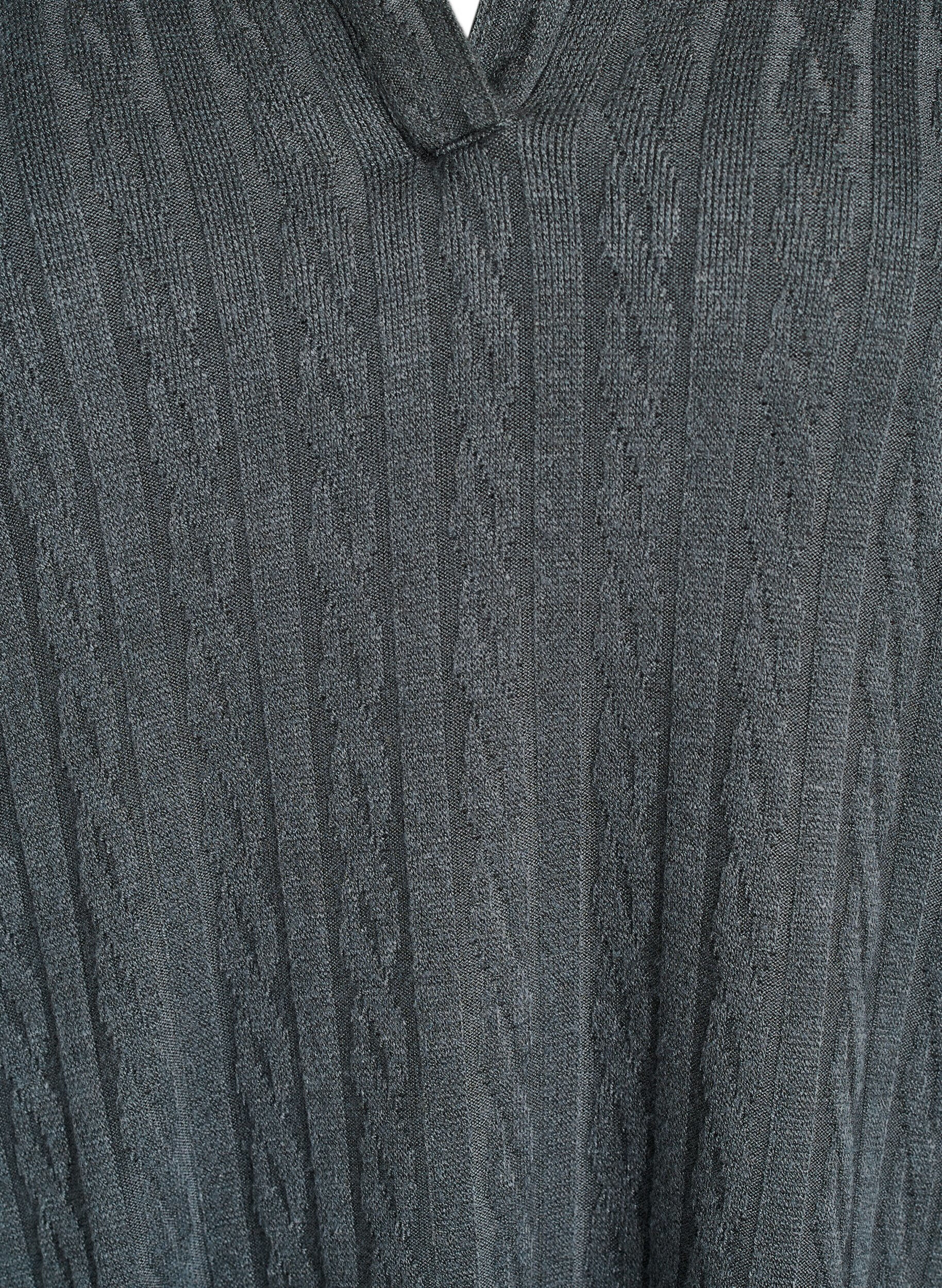 Zizzi Stickad blus med krage och kabelm&ouml;nster, Gr&ouml;n, Packshot image number 2