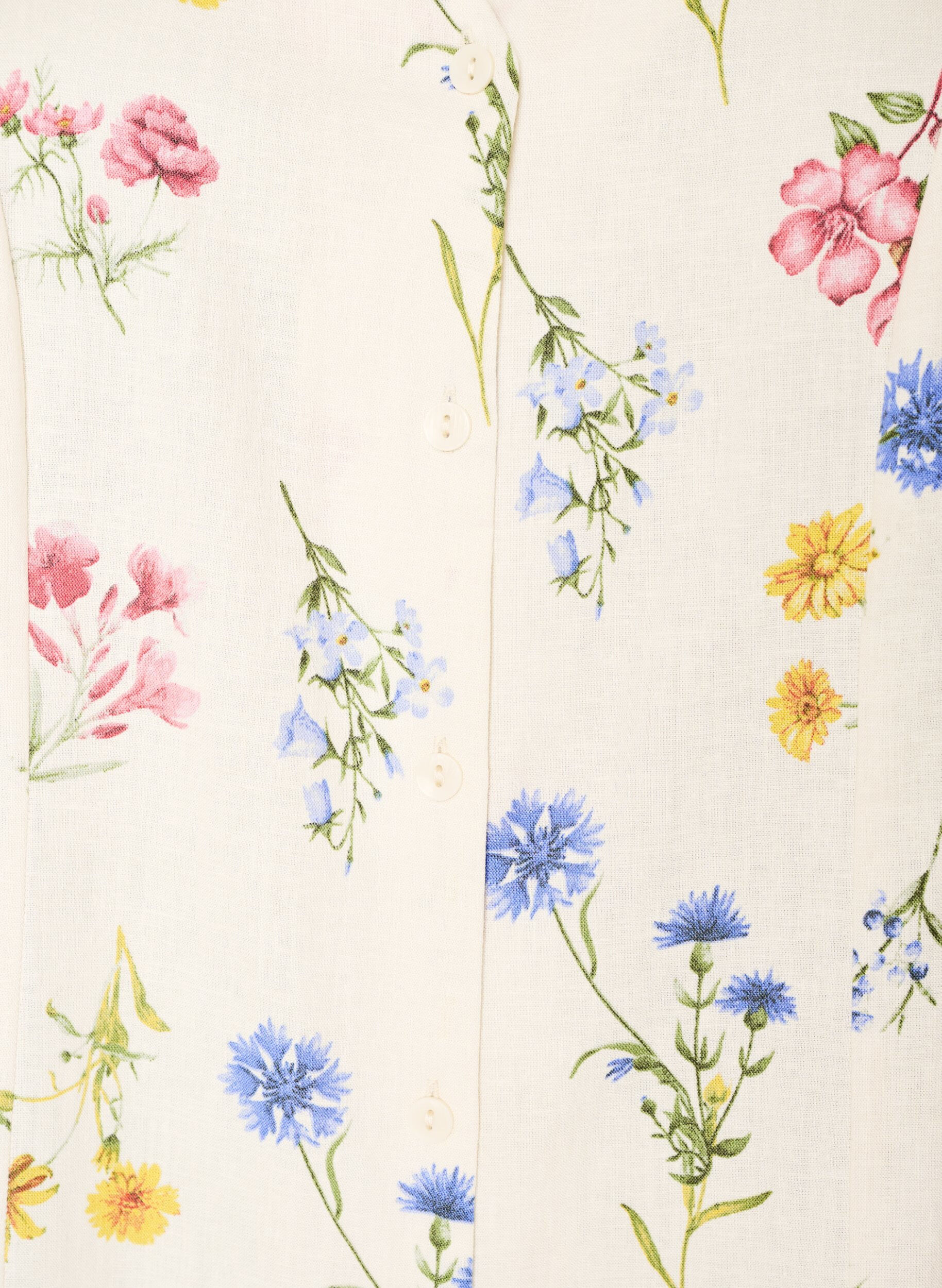 Zizzi Midikl&auml;nning i linne och viskos med volang&auml;rmar, Beige, Packshot image number 2