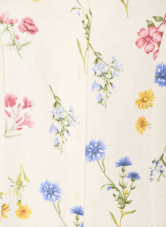 Midikl&auml;nning i linne och viskos med volang&auml;rmar, Beige, Packshot image number 2