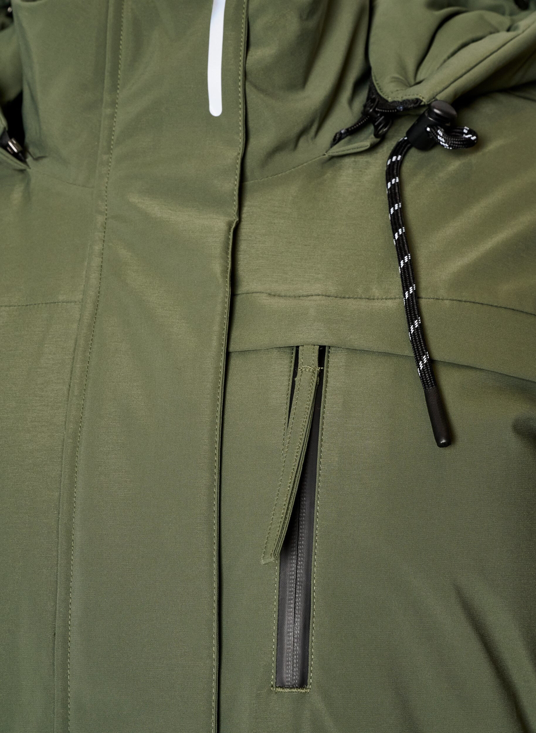 ZizziVattenavvisande parkas med huva och funktionella detaljer, Gr&ouml;n, Packshot image number 2
