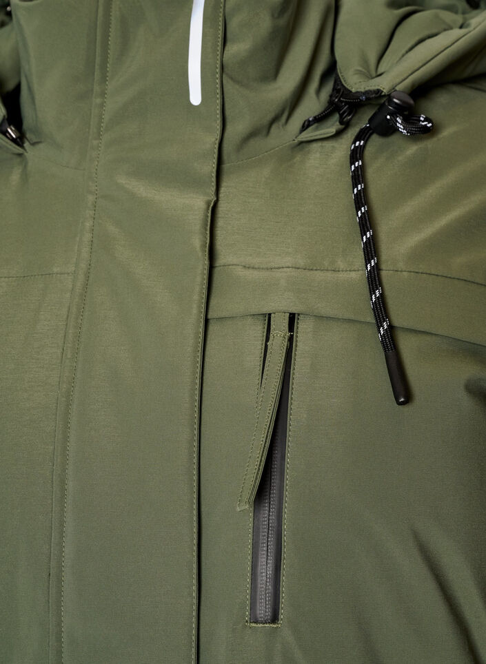 Vattenavvisande parkas med huva och funktionella detaljer, Gr&ouml;n, Packshot image number 2