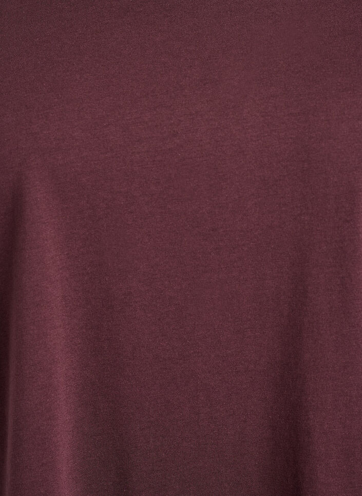 Kort&auml;rmad t-shirt i bomullsblandning, M&ouml;rk Bordeaux, Packshot image number 2