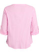 Skjortblus i bomull med v-ringning, Rosa, Packshot image number 1