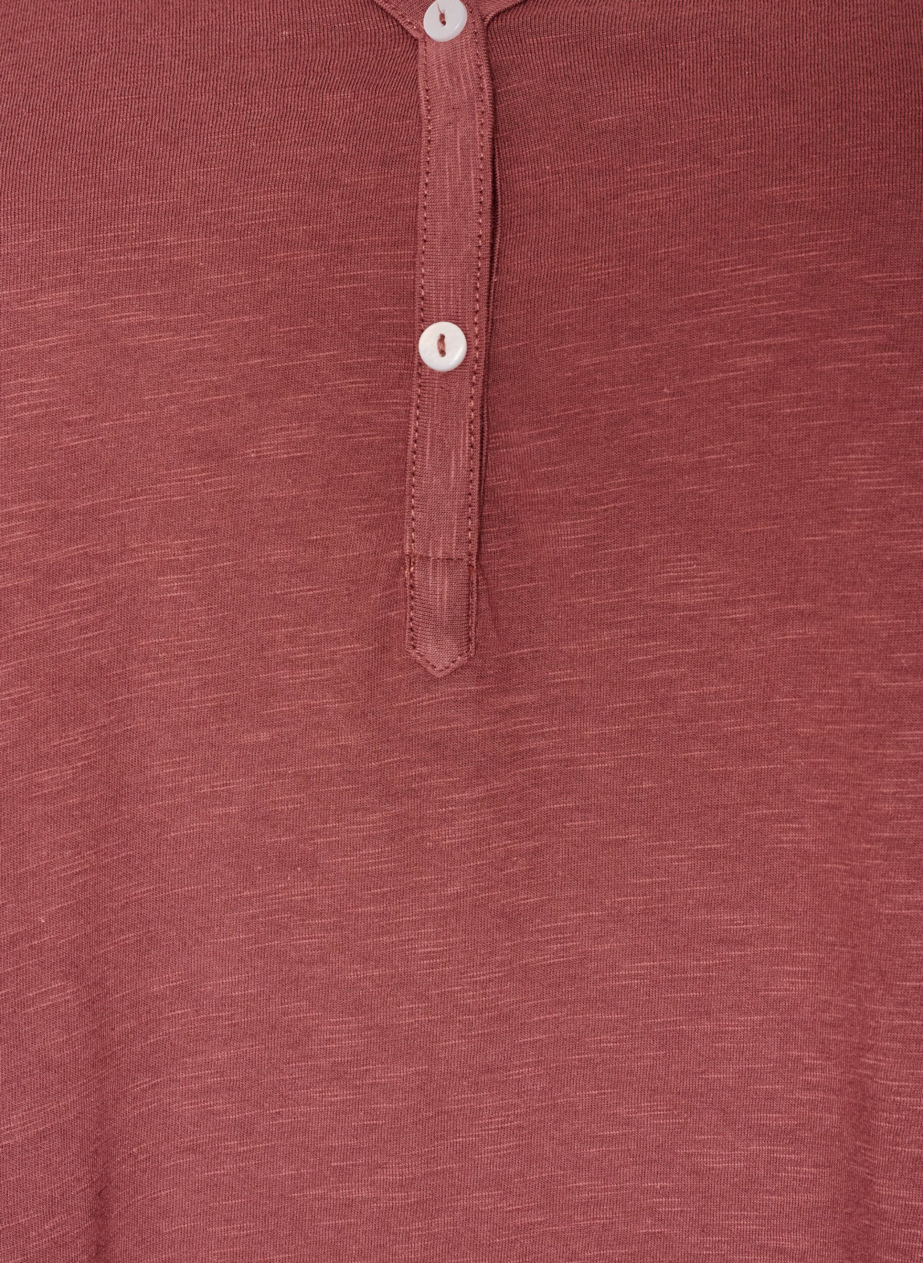 ZizziL&aring;ng&auml;rmad t-shirt med v-ringning och knappar, Brun, Packshot image number 2