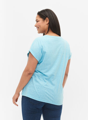 Melerad t-shirt med korta ärmar, Blue Atoll Mél, Model image number 1