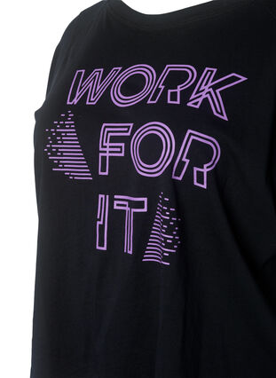 Tränings t-shirt i bomull med tryck, Black w. Work For It, Packshot image number 2