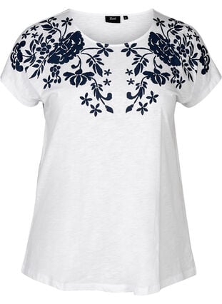 T-shirt med tryck, Bright White W. mood indigo, Packshot image number 0