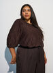 Blus med struktur och 3/4-&auml;rmar, Brun, Model image number 0