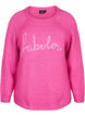 Stickad blus med broderad text, Raspberry Rose, Packshot image number 0