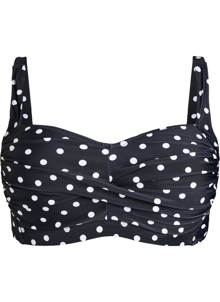 Vadderad bikinitopp med tryck, Svart, Packshot image number 0