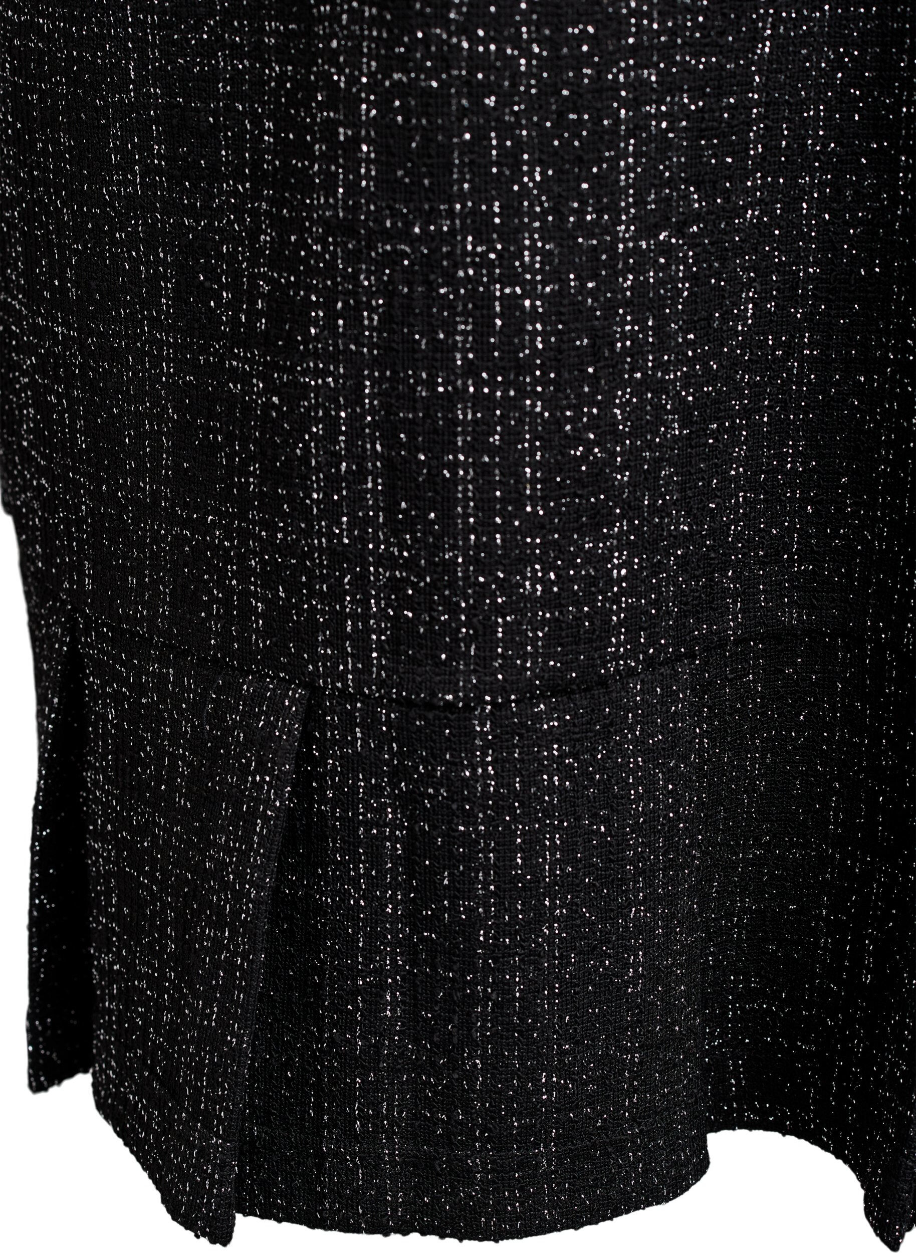 ZizziKort kl&auml;nning i boucl&eacute; med dekorativa knappar, Svart, Packshot image number 3