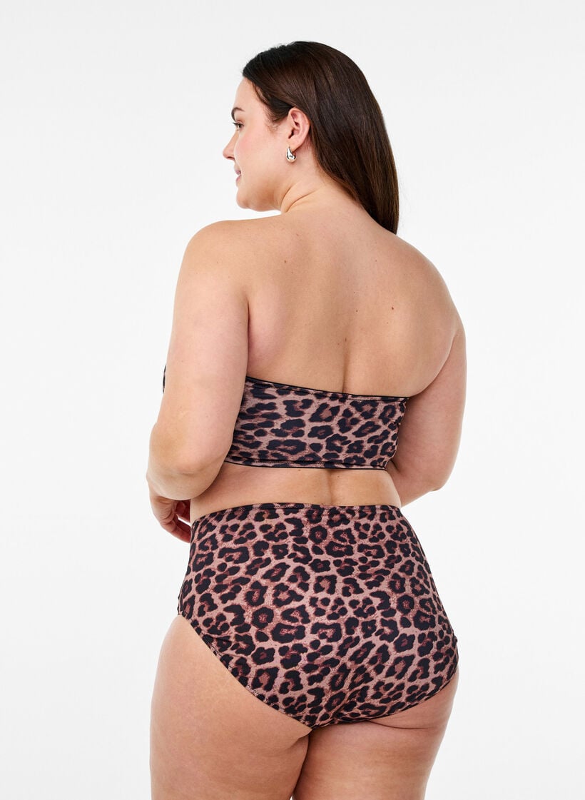 Leopardm&ouml;nstrad bandeau-bikinitopp, Beige, Model image number 2