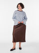 Midikjol i satin, Brun, Model image number 0