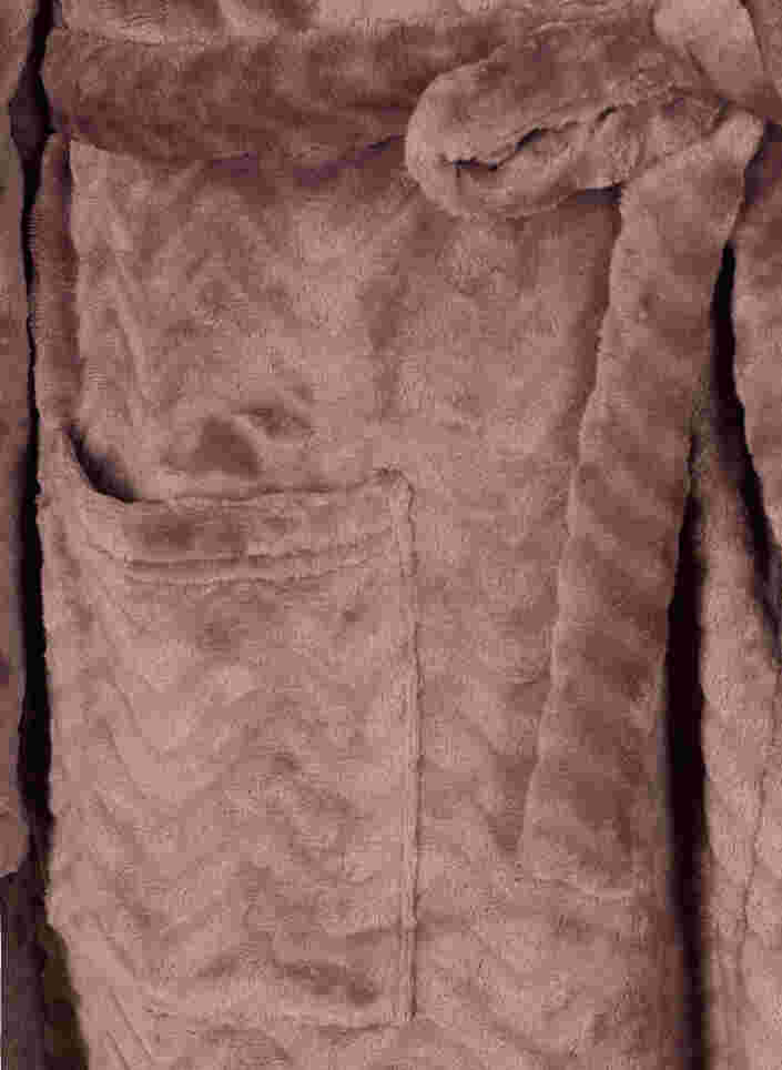 Kort mönstrad morgonrock med fickor, Rose Taupe, Packshot image number 3