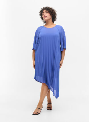 Klänning med 2/4-ärmar och a-linjeform, Dazzling Blue, Model image number 2