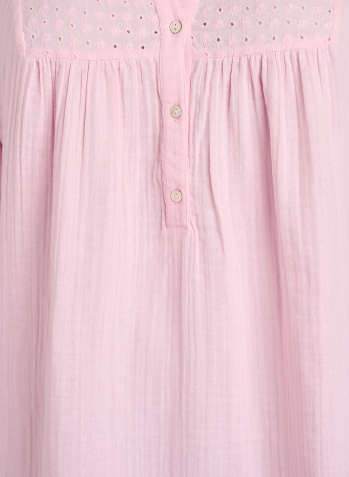 Tunika i bomullsmuslin med broderie anglaise, Rosa, Packshot image number 2