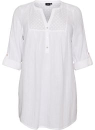 Tunika i bomullsmuslin med broderie anglaise, Vit