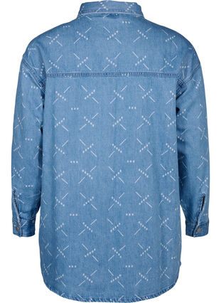 Jeansjacka med mönster och lös passform, Light blue denim, Packshot image number 1