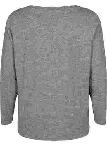 Långärmad tröja med pärlor, Medium Grey Melange, Packshot image number 1