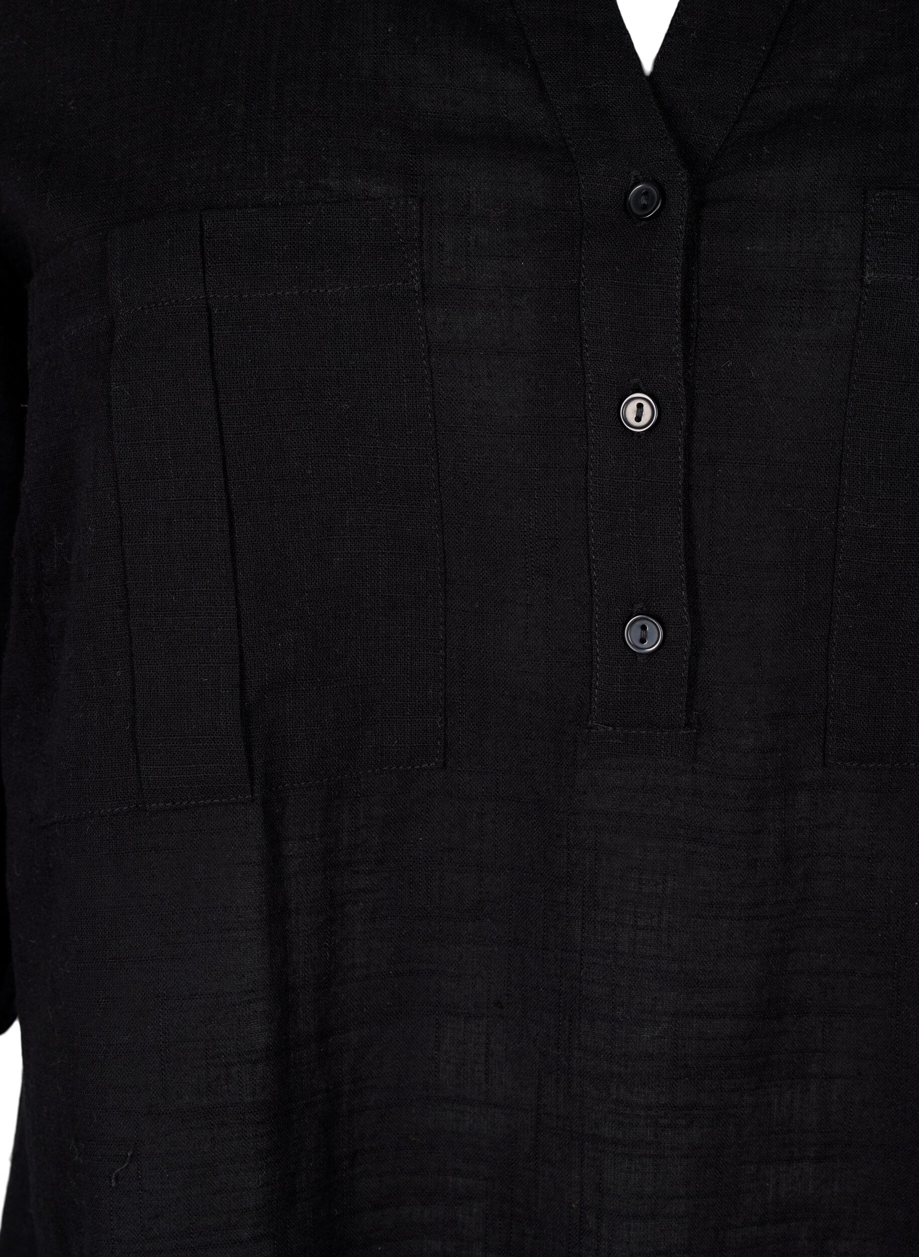 Zizzi Tunika i bomull med trekvarts&auml;rm, Black, Packshot image number 2