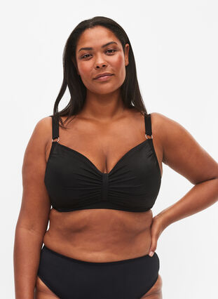 Bikiniöverdel med draperingar, Black, Model image number 0