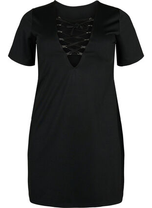 Vändbar klänning med stringdetalj, Black, Packshot image number 2