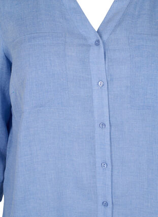 Lång skjorta med 3/4-ärmar och v-ringning, Ultramarine, Packshot image number 2