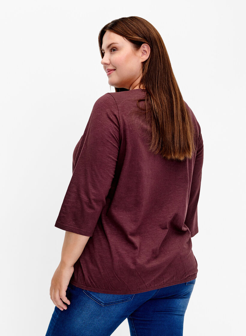 Bomullsblus med 3/4-ärmar, Fudge, Model image number 1