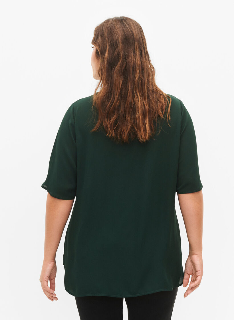 V-hals blus med dragkedja, Scarab, Model image number 1