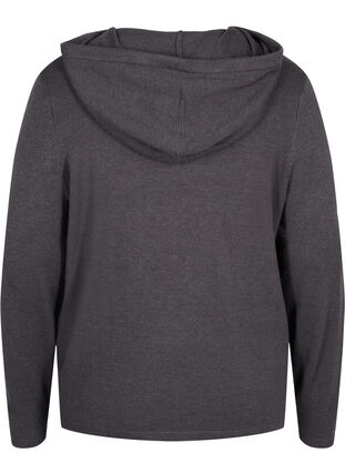 Melerad stickad tröja med huva, Dark Grey Melange, Packshot image number 1