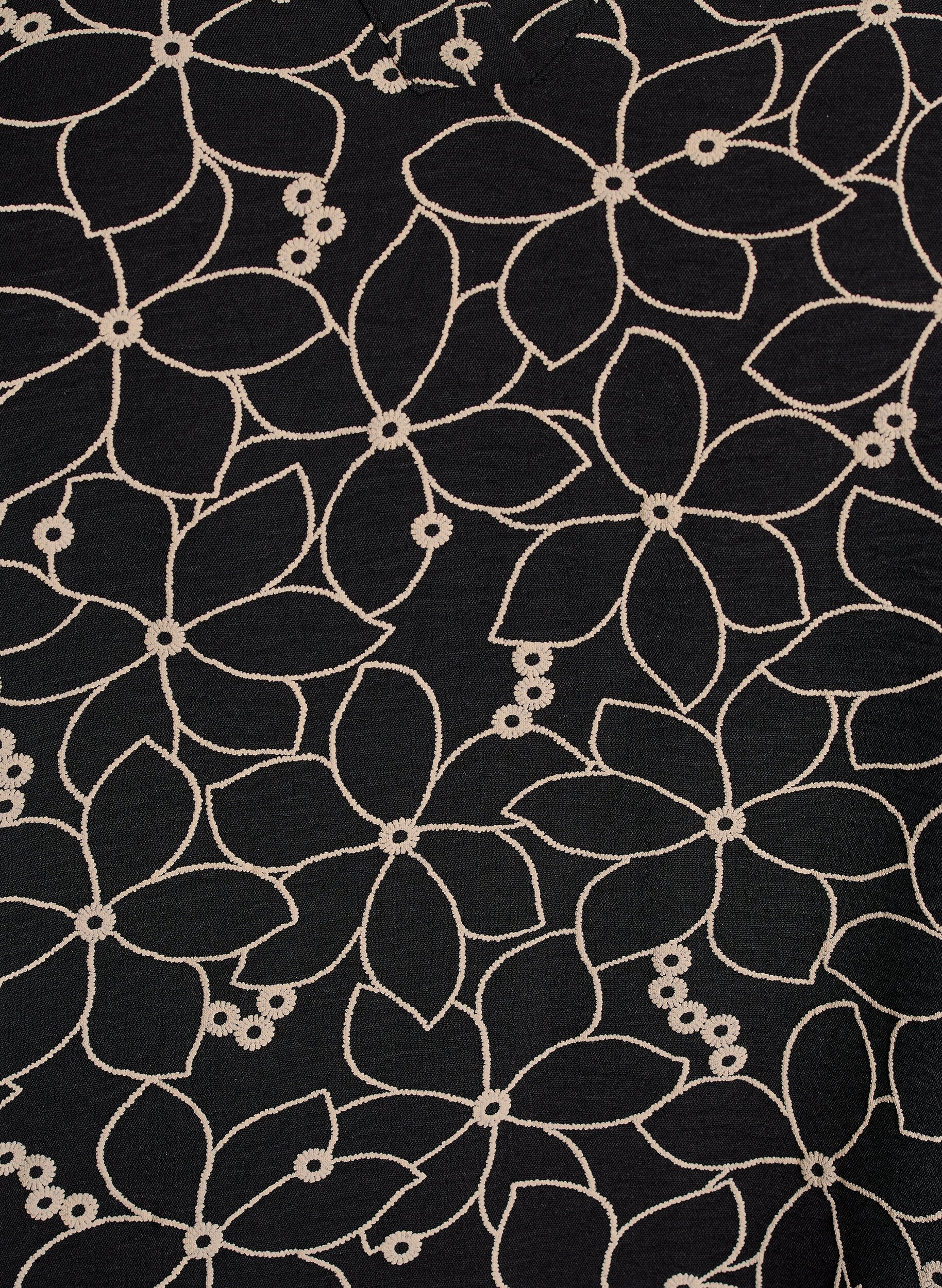 Zizzi L&aring;ng&auml;rmad blus med blombroderi, Svart, Packshot image number 2