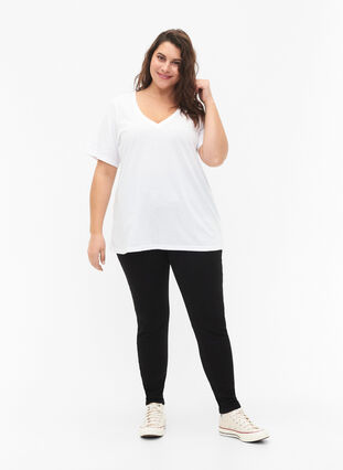 FLASH - 2-pack v-ringade t-shirtar, White/Black, Model image number 2