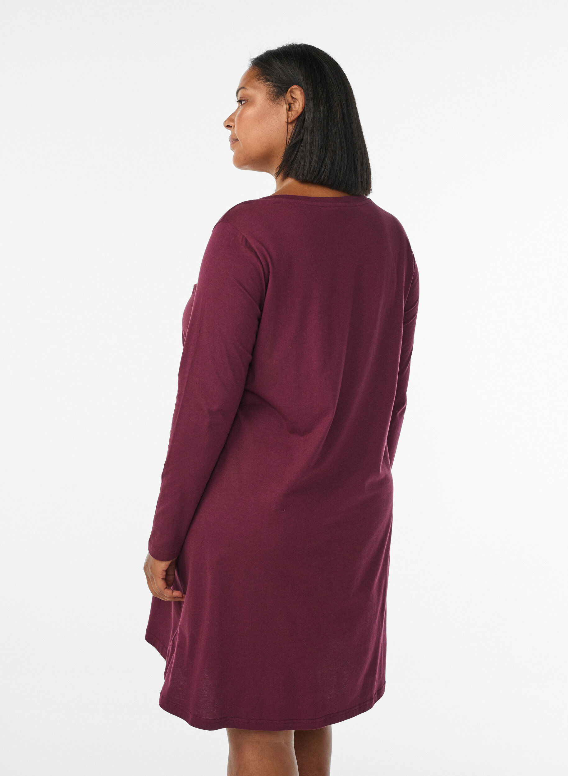 ZizziL&aring;ng&auml;rmat nattlinne i ekologisk bomull, R&ouml;d, Model image number 2
