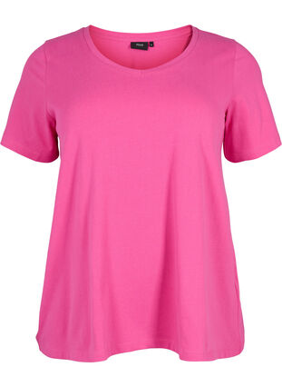 Enfärgad t-shirt i bomull, Raspberry Rose, Packshot image number 0