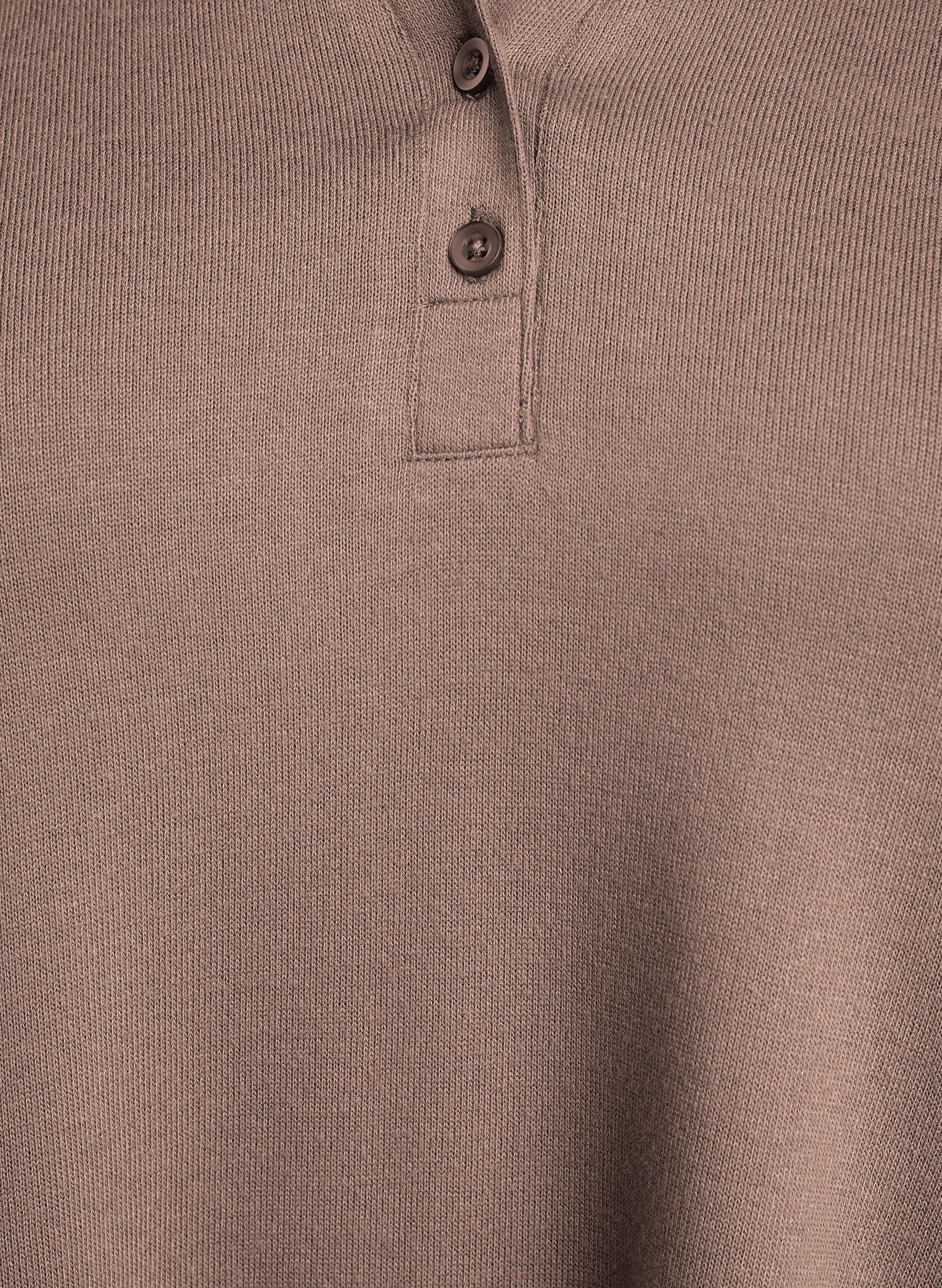 Zizzi L&aring;ng&auml;rmad blus i jersey med krage, Brun, Packshot image number 2