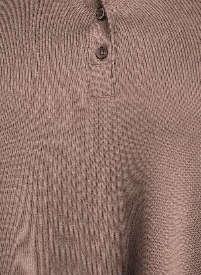 L&aring;ng&auml;rmad blus i jersey med krage, Brun, Packshot image number 2