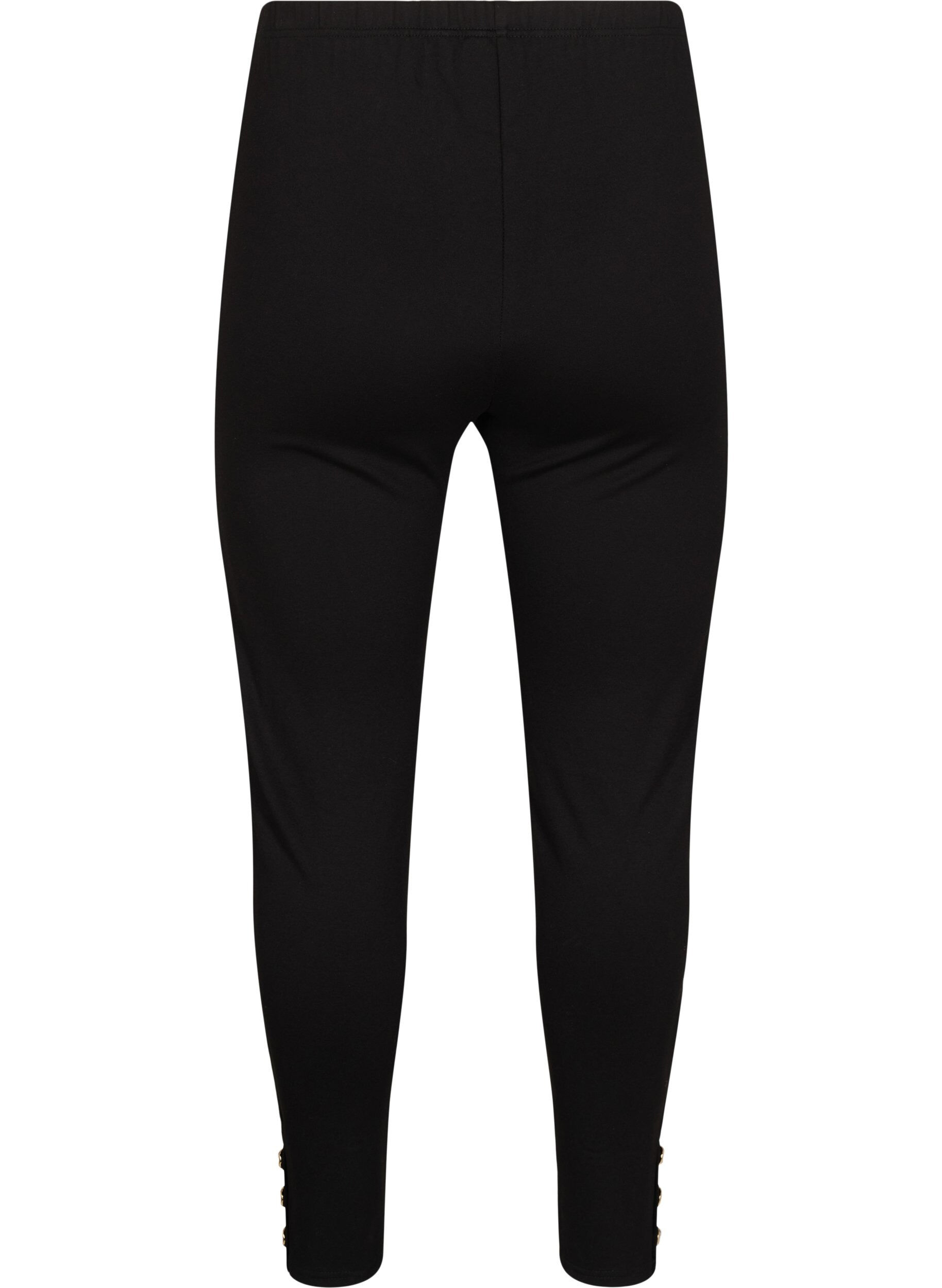 Zizzi Leggings i viskos med knappdetaljer, Svart, Packshot image number 1